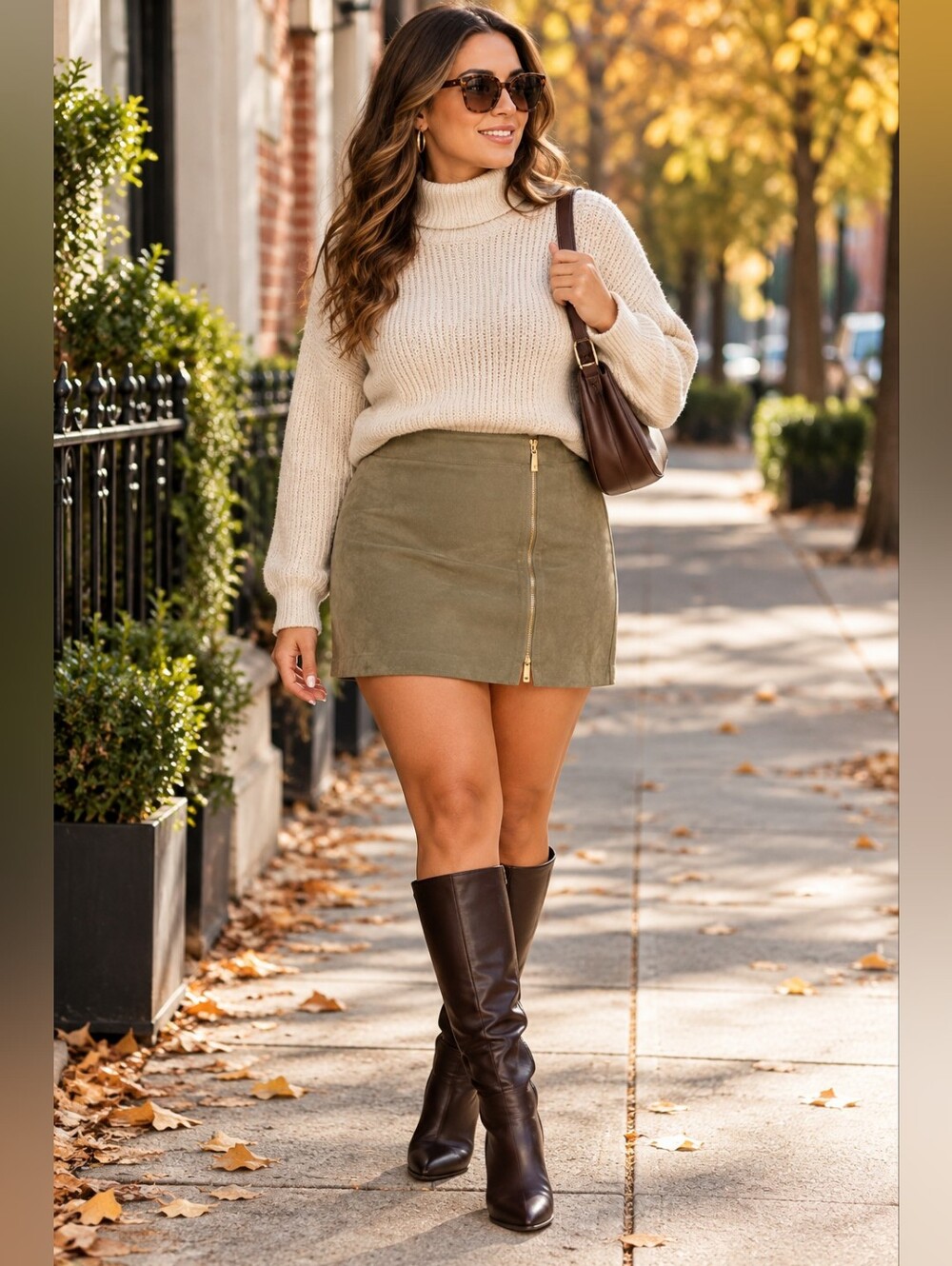 Parker Olive Faux Suede Zip Front Mini Skirt Size XXL NWT